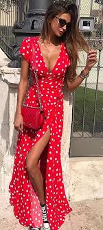 Black And White Polka Dot Summer Dress 40 Catchy Fall Outfits To Copy Asap Maxi Wrap Dress Fashion Maxi Dress