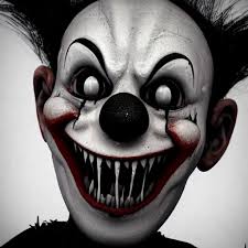 white crying creepy clown smiling ...