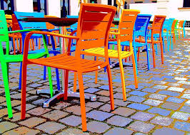 Neatly stitched upholstery of the chairs with comfortably slanted backrests paves the way to a warm family gathering. Chairs Chair Colorful Seat Metal Mess In The Colorful Chairs Pikist