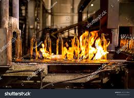 Glass Factory Industrial Production Of Glass Containers Modern Technology Robots Machines Make Products Party Bottl Glass Containers Industrial Stock Photos
