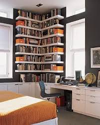 Shop for l shaped corner bookcase online at target. I Like The L Shaped Wall Shelves Instead Of Bookcases Office Dining Room Idea Home Home Libraries Home Decor