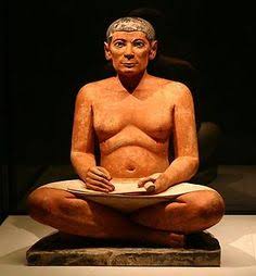 Image result for The Seated Scribe from Saqqara, Egypt, limestone and alabaster, circa 2600 and 2350 BC[82]"