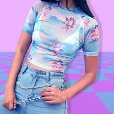 Angel S Mesh Tee From Foreveronline In 2020 Vaporwave Clothing Vaporwave Fashion Aesthetic Fashion