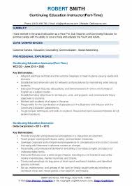 Resume examples see perfect resume samples that get jobs. Continuing Education Instructor Resume Samples Qwikresume