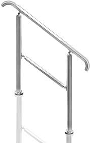 Stainless steel rail is available in aisi 304 grade for interior applications or aisi 316 grade for exterior. Transitional Handrail Stainless Steel Fits Level Surface And 1to 3 Steps Stair Railing With Installation Accessories Porch Hand Rails For Outdoor Indoor Style 2 Amazon Com