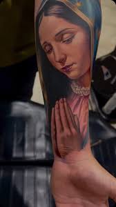 Color Virgin Mary done by @adrianlazo613 !, Booking May-June!, #tattoo  #color #religious #rgv #956