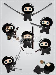 Collection Of Cute Cartoon Ninja Warriors With Various Weapon Vector Ninja Warrior Cute Cartoon Ninja Logo