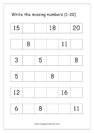 Fill in the missing numbers grade/level: Ordering Numbers Worksheets Missing Numbers What Comes Before And After Number 1 10 1 20 1 50 1 100 Free Printables Megaworkbook