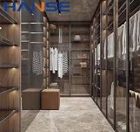 Factory Direct Sales Light Luxury Style Bedroom Wardrobe Cloakroom Glass  Door Walk in Closet