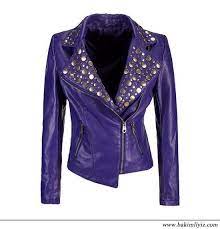 Zimbali Mor Deri Ceket Moda Stilleri Deri Ceket Purple Fashion