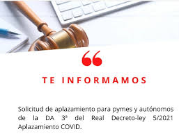 Decreto ley — saltar a navegación, búsqueda por decreto ley se entiende la norma con rango de ley emanada del poder ejecutivo, sin que necesariamente medie intervención o autorización previa. Solicitud De Aplazamiento De La Da 3Âª Del Real Decreto Ley 5 2021 Aplazamiento Covid Asesoramiento Legal Y Fiscal Para Empresas Y Directivos