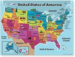 Amazon.com: United States Map for kids (18x24 Laminated US Map) Ideal Wall  Map of USA for Classroom Posters or Home: Everything Else