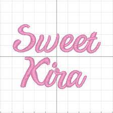 Sweet Kira Script Embroidery Font Monogram Alphabet Size 1.5 
