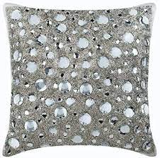 This black faux silk decorative pillow cover with silver sequins and beads brings the glitz and glam to your home. Amazon Com The Homecentric 22x22 Inch 55x55 Cm Throw Pillow Covers White Throw Pillow Covers Rhinestones And Crystals Sparkly Glitter Pillows Cover Art Silk Throw Pillow Covers Diamonds Everywhere Home Kitchen