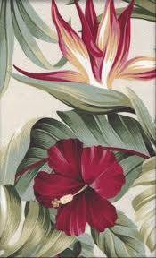 Puahi Natural A Tropical Botanical Vintage Style Hawaiian Fabric With Hibiscus And Bird Of Paradise Flo Flower Painting Hawaiian Fabric Hawaiian Floral Print