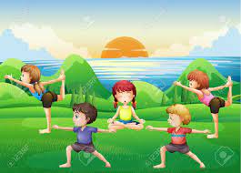 And you can do it at home, at a yoga studio, or in the park. People Doing Yoga In The Park Illustration Royalty Free Cliparts Vectors And Stock Illustration Image 53963387