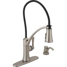 Delta Foundry Single Handle Pull Down Sprayer Kitchen Faucet With Shield Spray And Soap Dispenser In Spot Shield Stainless 19744z Spsd Dst Faucet Kitchen Faucet With Sprayer Delta Faucets