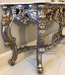 Roomstogo.com has been visited by 100k+ users in the past month Sold Example Of Silver Leaf Console Gold Console Marble Top Etsy Marble Table Top Silver Leaf Marble Tables Design