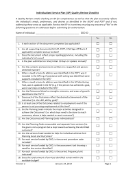 Nj Individualized Service Plan Isp Quality Review Checklist