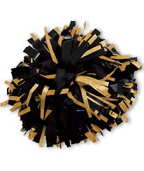 Black And Gold Cheerleading Pom Poms In Stock Wetlook With Holographic Flash Cheerleading Pom Poms Cheerleading Pom Poms Pom Pom Cheerleading