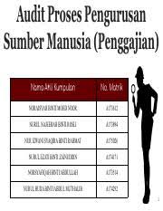 Fungsi pengurusan sumber manusiafungsi pengurusan sumber manusia merujuk kepada tugas dan kerja yang dilakukan oleh organisasi yang kecil atau mentadbir gaji dan upah, penyediaan faedah dan elaun, bonus, penghargaan dan pujian, pampasan eksekutif, penilaian pekerjaan, struktur. W9 Audit Gaji Pdf Audit Proses Pengurusan Sumber Manusia Penggajian Nama Ahli Kumpulan No Matrik Noraisyah Binti Mohd Noor A173612 Nurul Najeerah Course Hero