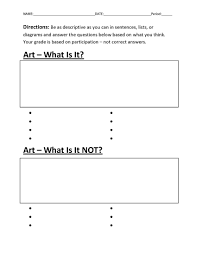 What Is Art Free Introduction To Art Worksheet For Classroom Teachers Art Worksheets Art Classroom Art Curriculum
