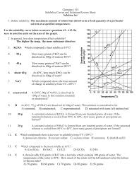 Solubility curves worksheets answer key within solubility curve practice problems worksheet 1 answers. Solubility Curves And Solutions Review Sheet