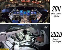 Spacex's crew dragon space capsule explained (infographic). 2011 Space Shuttle Atlantis 2020 Spacex Crew Dragon Inside Interior Comparison Starecat Com