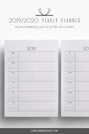 Yearly 2020 2021 Yearly Horizontal Planner Printable Yearly Etsy In 2020 Printable Planner Yearly Planner Planner