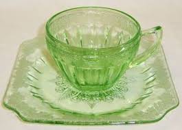 Jeannette Depression Glass Green ADAM Tea or Coffee CUP and SAUCER (item  #1496475)
