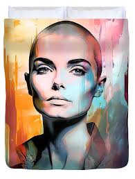 Sinead O'Connor Painting 3 Round Beach Towel by Mark Ashkenazi
