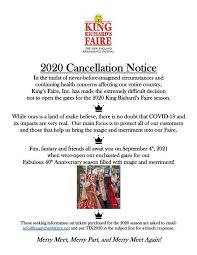 Release king richard is about the life of richard williams, tennis great and the father to serena and venus. King Richard S Faire Announces The Cancellation Of Its 2020 Season New Bedford Guide