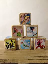 Peter Pan Childrens Book Blocks Natural Wood Toy Peter Pan Nursery Disney Nursery Natural Wood Toys