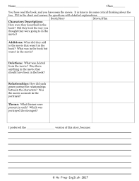 Movie Vs Book Comparison Graphic Organizer Graphic Organizers Math Interactive Notebook Books Vs Movies
