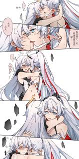 shiying no yao, kiana kaslana, kiana kaslana (herrscher of flamescion),  kiana kaslana (herrscher of the void), honkai (series), honkai impact 3rd,  chinese commentary, commentary request, highres, translation request,  2girls, blue eyes, blush,