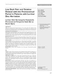 Check spelling or type a new query. Pdf Low Back Pain And Sciatica Related With The Premenstrual Period In Patients With Lumbar Disc Herniation