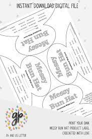 Product Label For Crochet Messy Bun Hat Printable Crochet Etsy