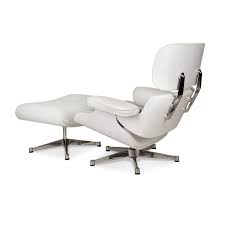 This wood lounge chair with arms is neutral enough for white resin folding outdoor chaise lounge: Armchair Eames Lounge Chair Ottoman Aniline White Wood Italian White Leather Design Si It