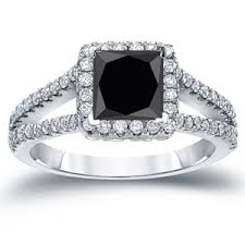 These are simply natural white diamonds that are put through complex processes that induce the color into them. Lucille Black Diamond Princess Cut Halo Engagement Ring In 14k White Gold Diamondwish Com