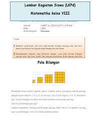Check spelling or type a new query. Lks Proyek Matematika Kls 8 Pola Bilangan Fix Pdf