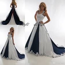 Vintage Navy Blue And White Country Wedding Dresses 2018 Halter Lace Up Lace Stain Western Cowgirls Pl Denim Wedding Dresses Purple Wedding Dress Denim Wedding