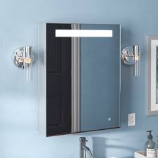 Recessed medicine cabinet with outlet. Orren Ellis Donnelly 20 X 26 Recessed Or Surface Mount Frameless 1 Door Medicine Cabinet With 2 Adjustable Shelves And Led Lighting Reviews Wayfair