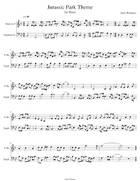 Print And Download In Pdf Or Midi Jurassic Park Theme Duet For Low Brass French Horn Plus B Flat Horn Clarinet Sheet Music Clarinet Music French Horn Music