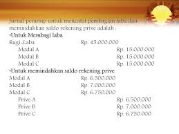 Prive akan menguragi modal sang pemilik perusahaan. Pembagian Laba Atau Rugi Persekutuan Ppt Download