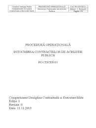 Elaborarea programului anual al achizițiilor. Procedura Operationala Intocmire Si Urmarire Contracte Achizitii Publice