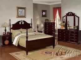 Savannah Ii Dark Cherry Post Bedroom Set 12497set By Acme Cherry Bedroom Furniture Cherry Wood Bedroom Furniture Bedroom Furniture Sets