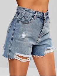 We've got denim shorts, plaid shorts, faux leather, geometric prints, pastels. 43 Off 2021 Ripped High Waisted Denim Shorts In Denim Blue Zaful