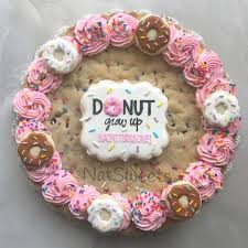 Birthday Cookie Cake Ideas Cookie Cakes Are Definitely A Fav Around Here Donut Grow Up Donut Birthday Parties Donut Themed Birthday Party Birthday Donuts