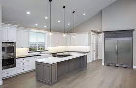 Tips for hanging lights in vaulted ceilings. 30 Gray And White Kitchen Ideas Gray And White Kitchen Vaulted Ceiling Kitchen White Kitchen Design