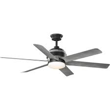 Rated for indoor spaces only. Kaysville Collection 6 Blade Grey Weathered Wood 56 Inch Dc Motor Led Urban Industrial Ceiling Fan P250003 143 30 Progress Lighting